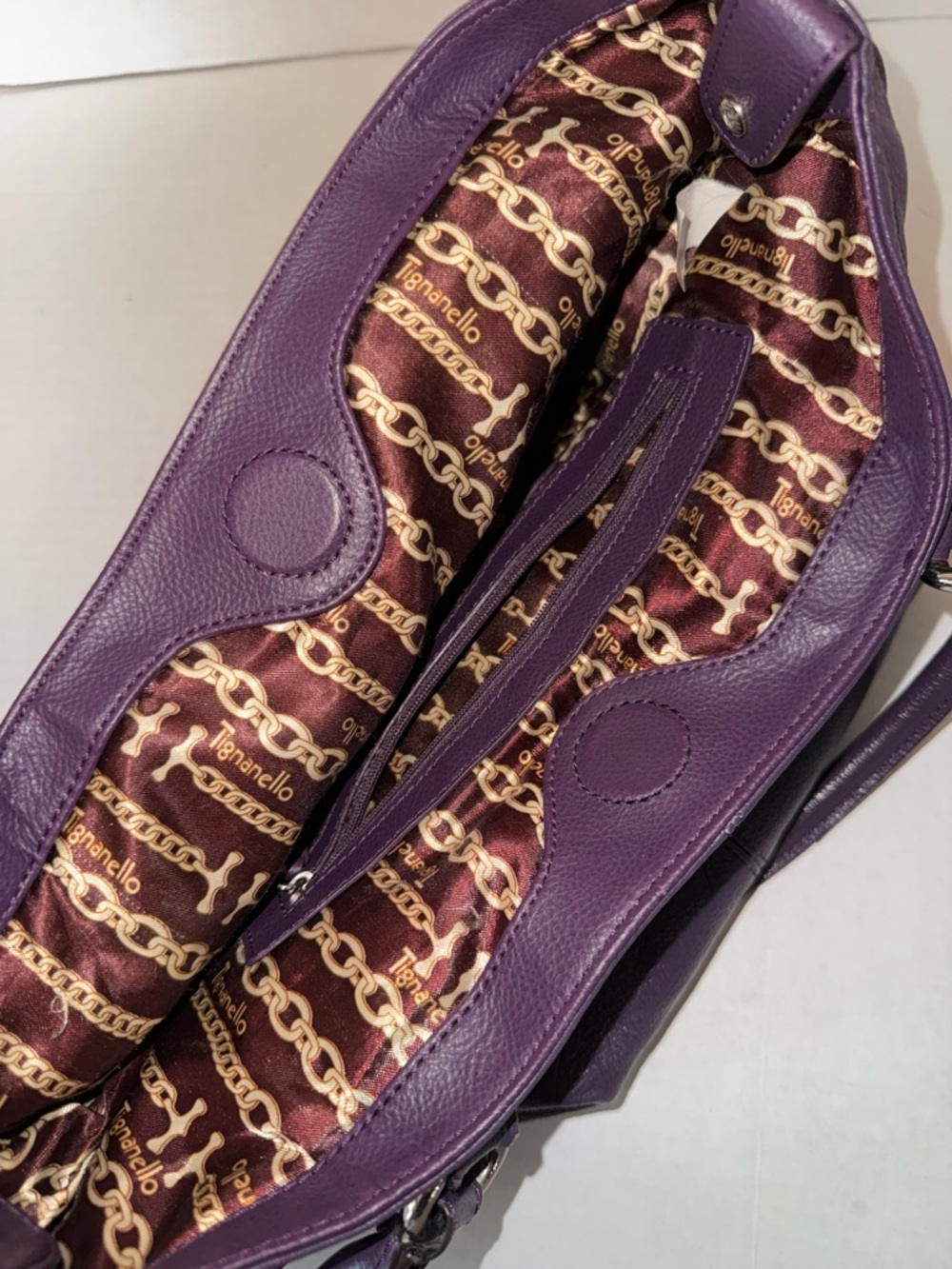 Tignanello Deep Purple Leather Tote - Picture 6 of 12